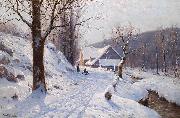 Walter Moras Rodeln an einem sonnigen Wintertag Spain oil painting artist